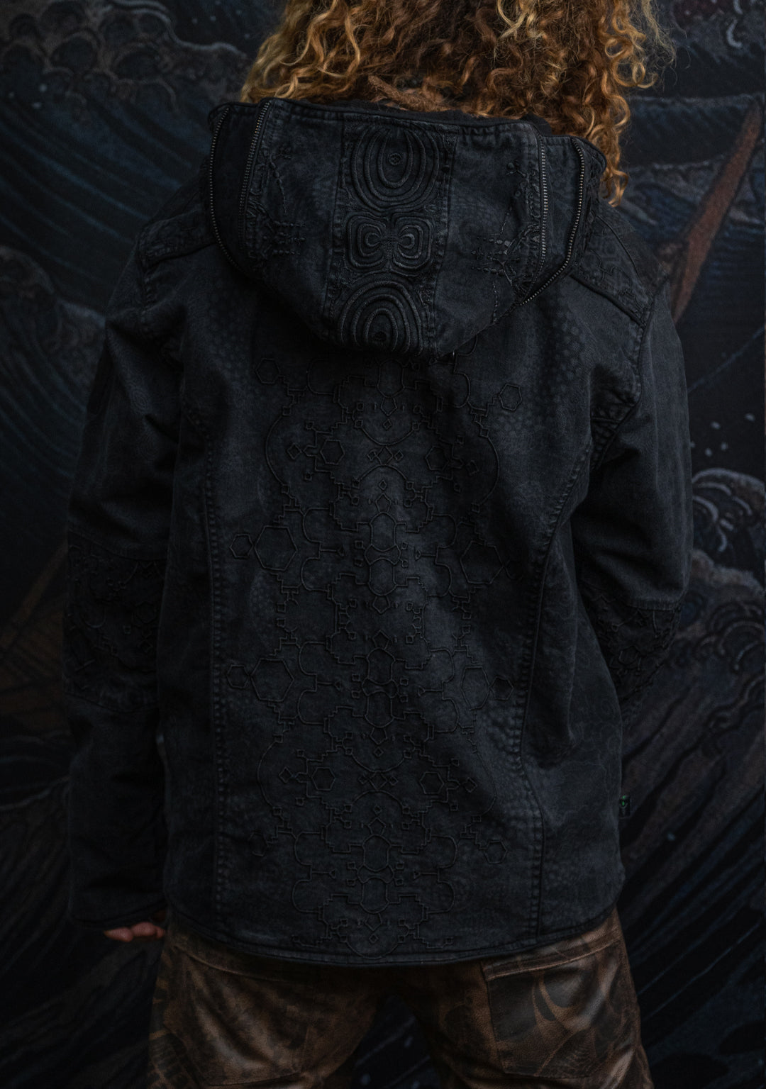 Jacket Men / Denim Stretchy Laser Print Digital Embroidery Stonewashed - DRAGONS IKARO